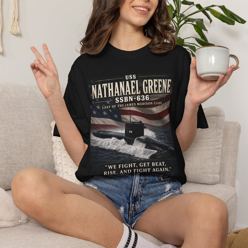 USS Nathanael Greene SSBN 636 Submarine T-Shirt — Forty One for Freedom Patriotic Crew Tee