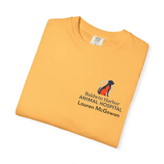 Lauren McGowan Front Logo Back Graphic Baldwin Harbor Animal Hospital "Who Let the Cats Out?" T Shirt