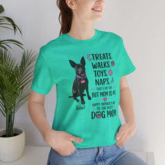 Personalized Your Dog and its name Mother's Day T-Shirt — 'Treats. Walks. Toys. Naps.
