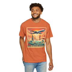 Vintage-Inspired Travel T-Shirt - 'Take a Jumbo Across the Water, Like to See America'