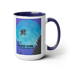 ET Phone Home Mug: 15oz Two-Tone, Retro Movie, Pop Culture Gift