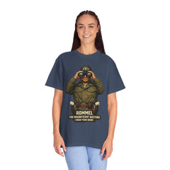 Graphic T-Shirt — Vintage WWII General George Patton Binoculars Design with "Rommel You Magnificent Bastard" Text