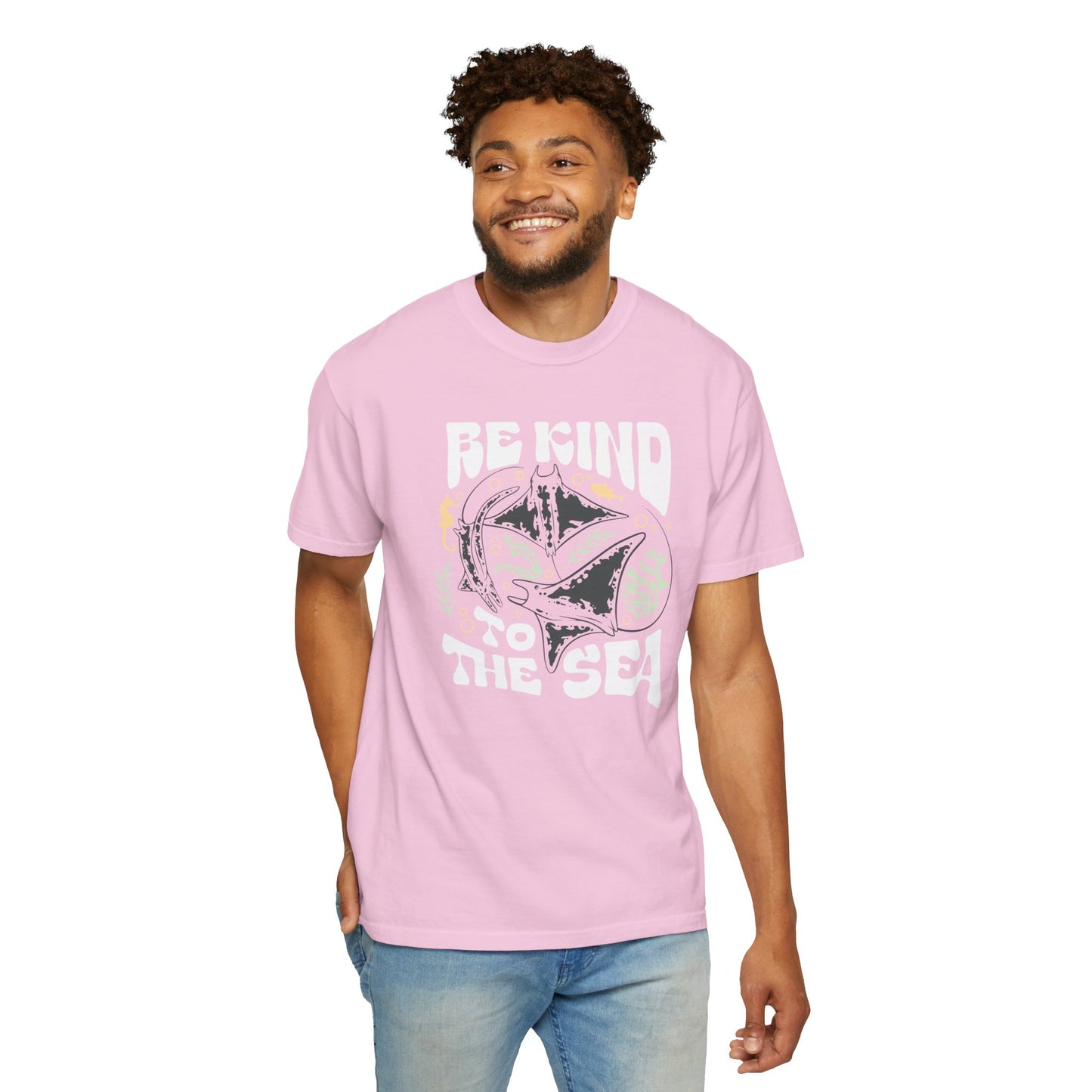 Sting Rays, Be Kind To The Sea -  Graphic Unisex Garment-Dyed T-shirt