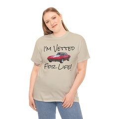 Red Corvette Summer Unisex Tee - I'm Vetted For Life Front and Back Image T Shirt