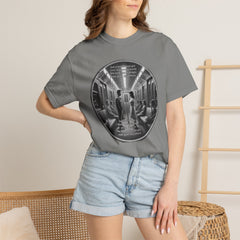 Don;t Stop Believing Subway Reflection T-Shirt — Vintage Black & White Urban Photo Tee