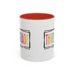 THIRD GRADE TEACHER, Accent Coffee Mug, hearts graphics,present for teacher, educator gift, gift for him, gift for her, teacher appreciation