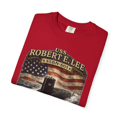 USS Robert E Lee SSBN 601 Submarine T-Shirt with a quote from its namesake