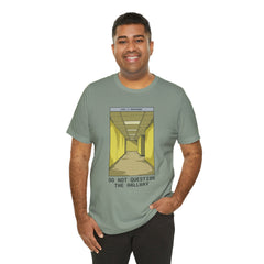 Do Not Question The Hallway T-Shirt — Retro Yellow Corridor Graphic Tee