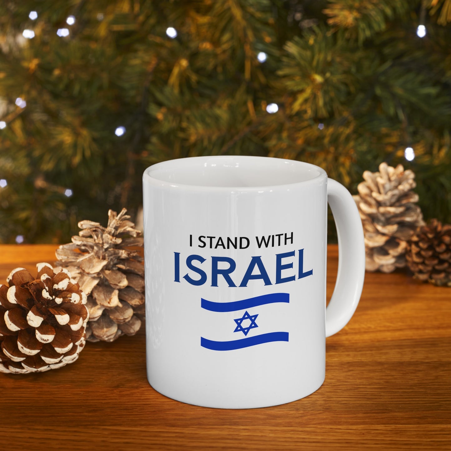 I Stand With Israel Ceramic Mug, 11oz, Jewish gift, pro-Israel gift, Israel supporter gift, Israeli pride gift, love Israel, support Israel