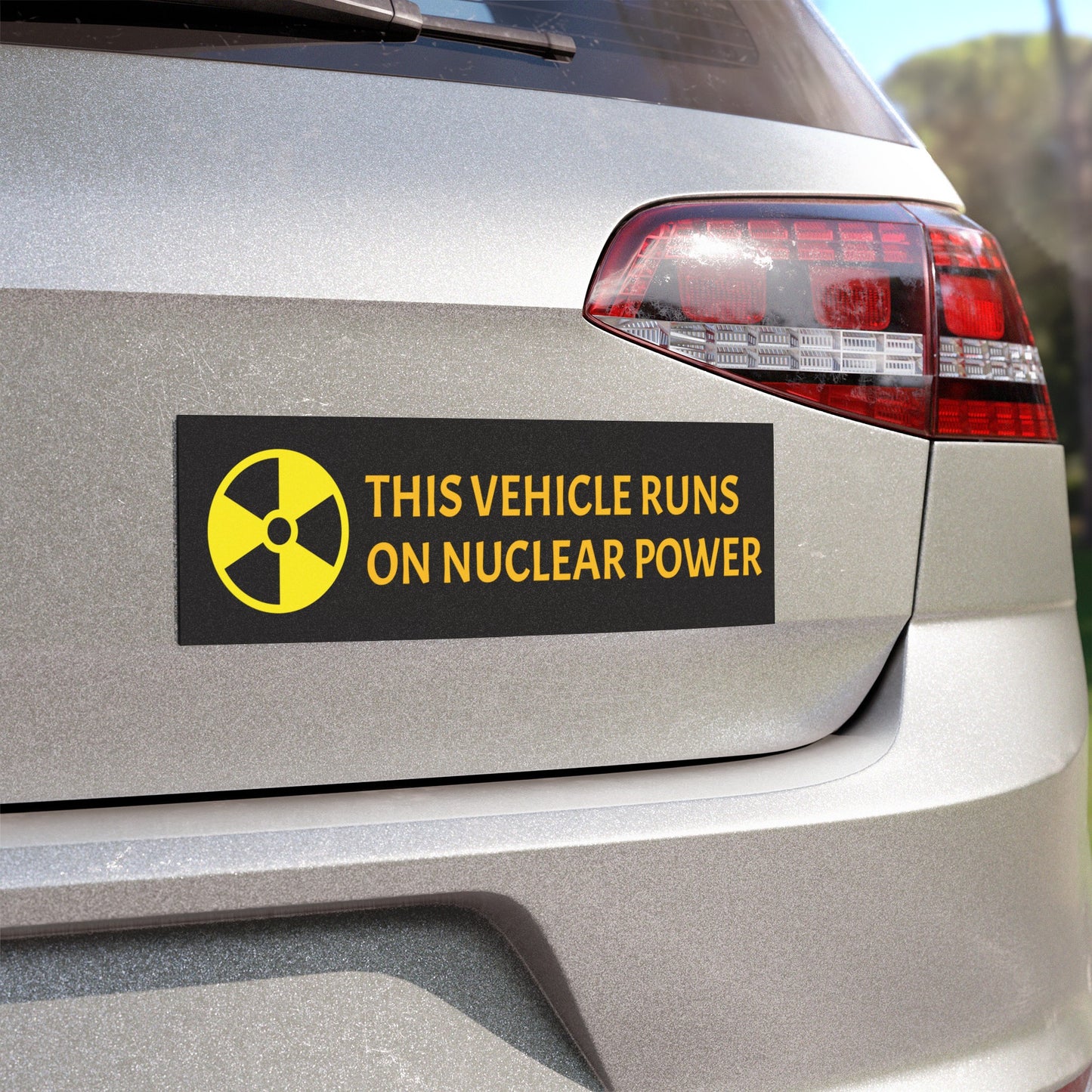 This Vehicle Runs On Nuclear Power Graphic Car Magnets