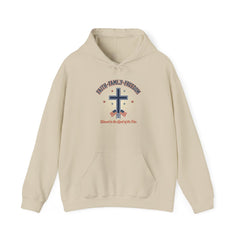 Faith & Freedom Cross Hoodie | Patriotic, Faith-Based July 4th Vintage Americana