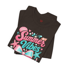 Summer Vibes Tee — Pastel Seashell Bow Beach T-Shirt