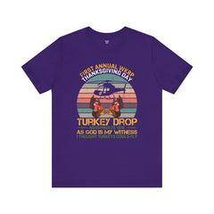 Thanksgiving Turkey Drop Unisex Tee - Vintage WKRP Design