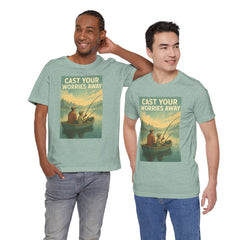 Relaxing Fishing Tee - Cast Your Worries Away, Unisex Casual Shirt, Perfect Gift for Dad, Outdoor Lovers, Fishing Trips, Summer Vibes
