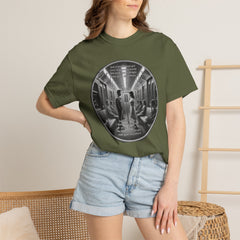 Don;t Stop Believing Subway Reflection T-Shirt — Vintage Black & White Urban Photo Tee