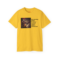 My Missing Limb? It Was A Crazed Clown With A Chainsaw! - Unisex T Shirt | Amputee Humor, Limb Awareness, Prosthetic Apparel, Amputee Gift