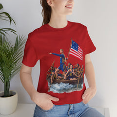 Historical Fever Patriot T‑Shirt — Revolutionary Flag Rowboat Design