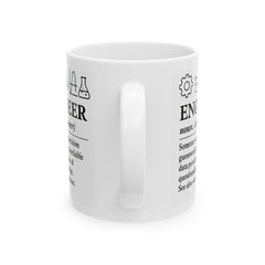 Engineer Definition Ceramic Mug — Funny STEM Gifts for Engineers (11oz, 15oz)