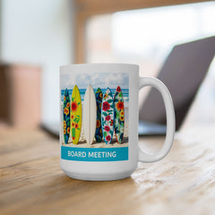 Surfboard meeting Floral Ceramic Mug - Beach Vibes for Coffee Lovers
