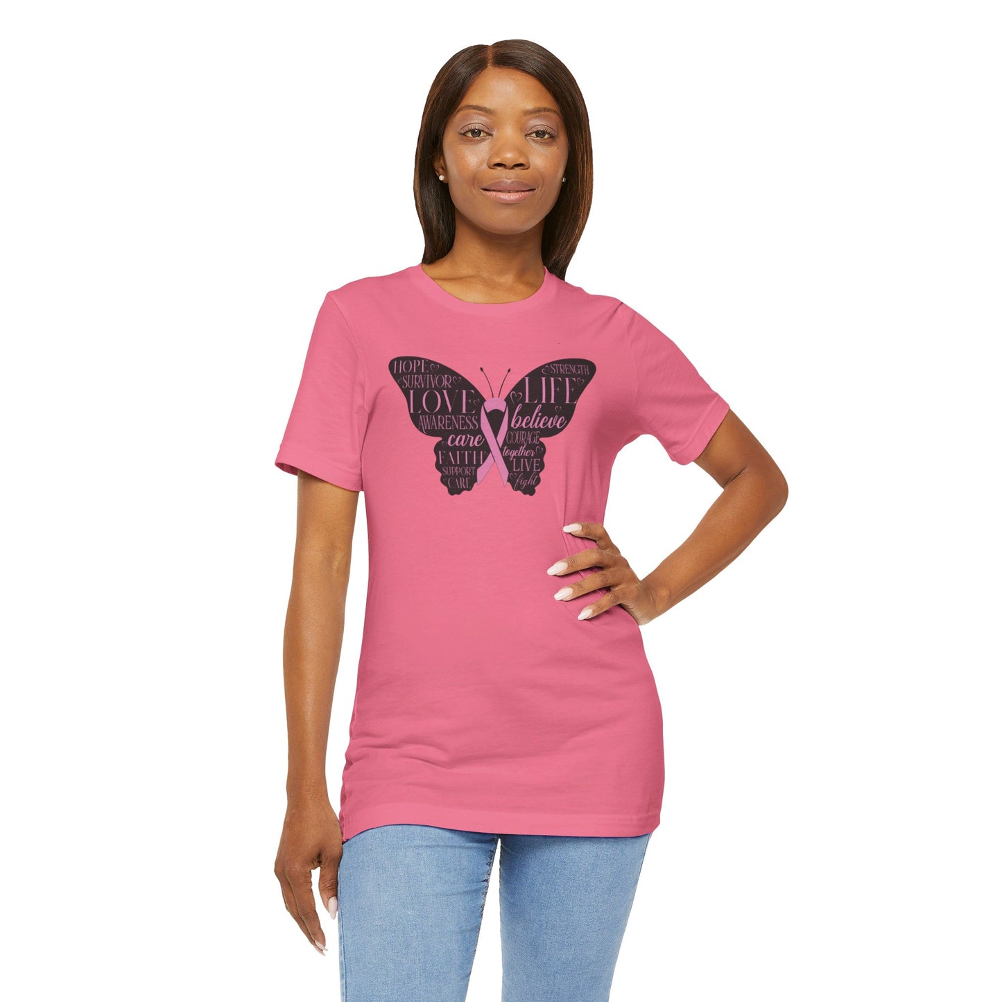 Butterfly Cancer Awareness and Survivor - Unisex Jersey Short Sleeve Tee