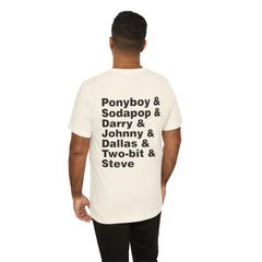 The Outsiders Shirt, Front and Back Images, Greasers Characters Shirt, Unisex Jersey Short Sleeve Tee