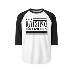 Raglan Shirt — Subtle 'RAISING PATRIOTS' Vintage Baseball Tee