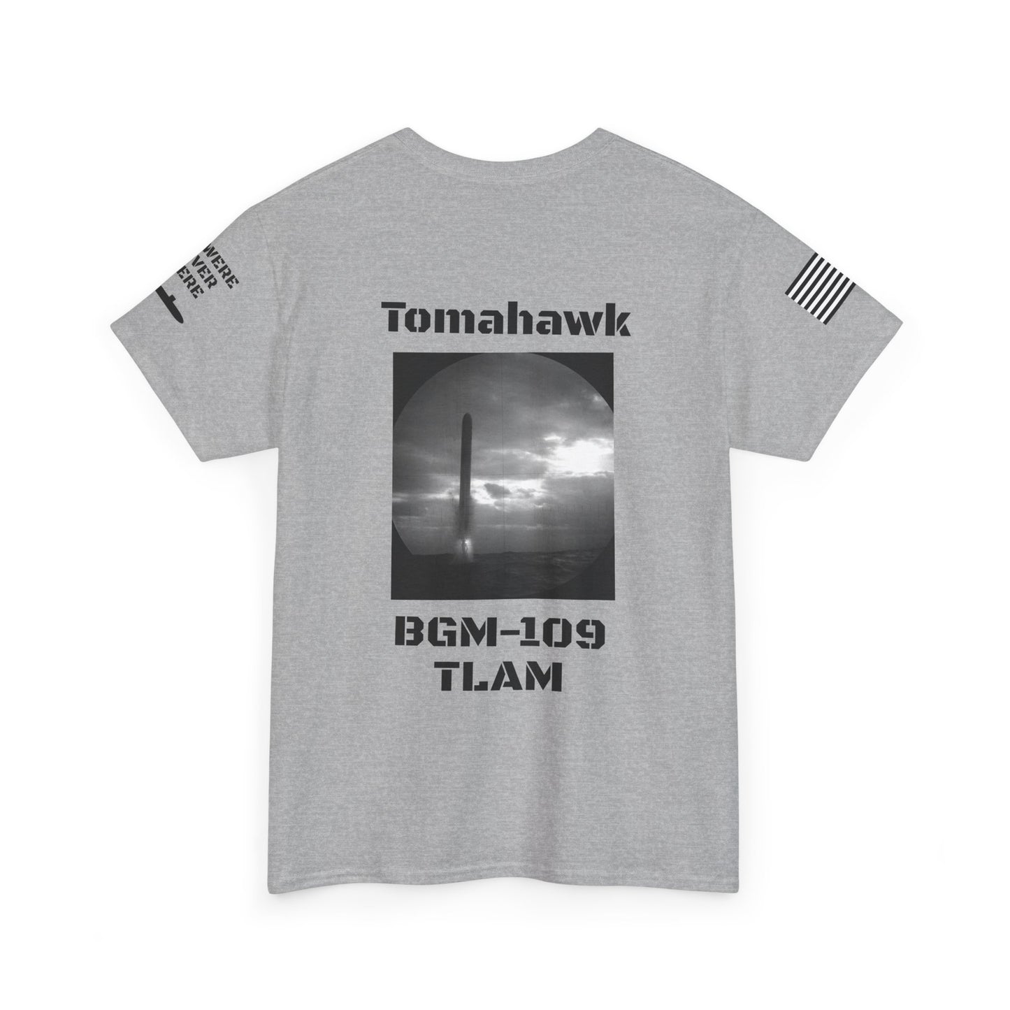 USN Periscope view, Submarine Launched Tomahawk Missile with Dolphins Unisex Jersey Short Sleeve Tee