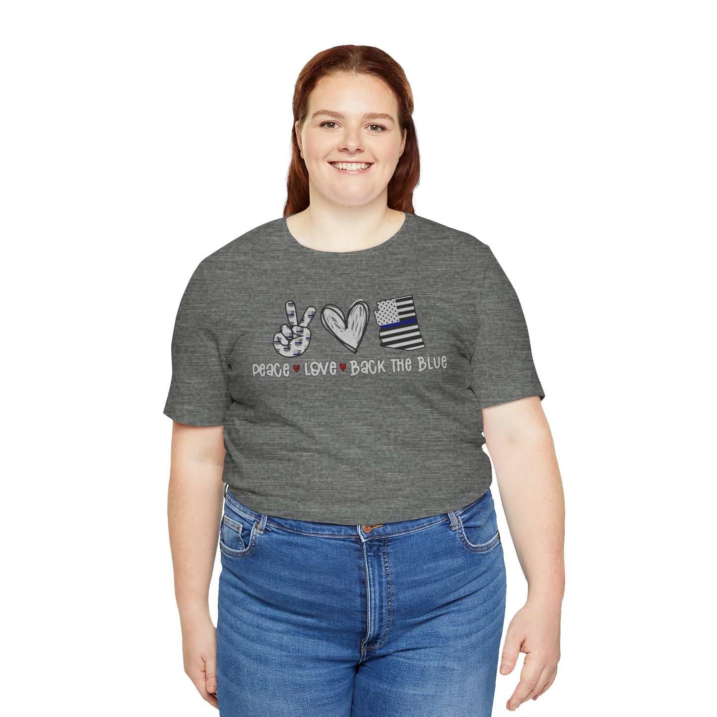 Peace Love Back The Blue in Arizona, Graphic Unisex Short Sleeve Tee