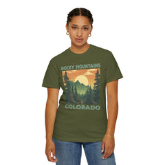 Rocky Mountains Colorado Graphic, Comfort Colors Soft Relaxed Fit Unisex Garment-Dyed T-shirt