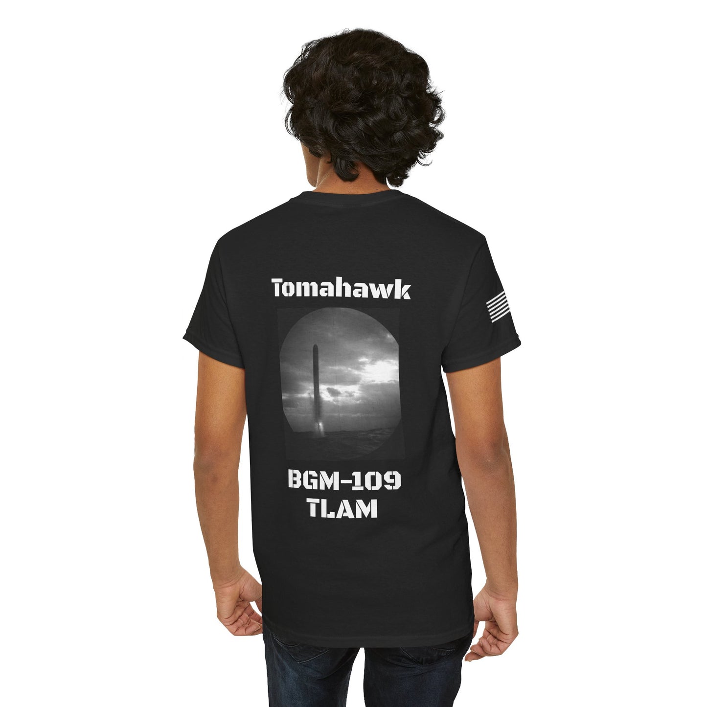 USN Periscope view, Submarine Launched Tomahawk Missile with Dolphins Unisex Jersey Short Sleeve Tee