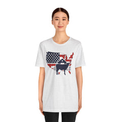 Red White and Blue Farmer Graphic, Unisex Jersey Short Sleeve Tee
