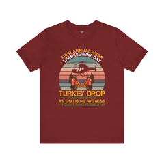 Thanksgiving Turkey Drop Unisex Tee - Vintage WKRP Design
