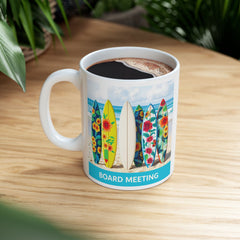 Surfboard meeting Floral Ceramic Mug - Beach Vibes for Coffee Lovers