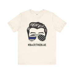 BACK THE BLUE Dad with Glasses, Graphic Unisex Short Sleeve Tee