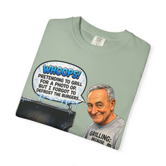 Grill Master Grandpa Funny BBQ T-Shirt — "Whoops! Pretending to Grill for a Photo" Graphic Tee