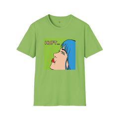 Pop Art Gal T-Shirt featuring Blue Hair and Red Lips Unisex Soft Style Shirt