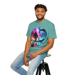 Bigfoot & Alien Nightscape T-Shirt — Sasquatch UFO Graphic Tee