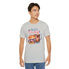 Happy 4th Of July Burger and Mug Graphic, Unisex Jersey Short Sleeve Tee