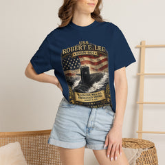 USS Robert E Lee SSBN 601 Submarine T-Shirt with a quote from its namesake