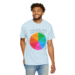 Motivational Talking Head Unisex Garment-Dyed T-Shirt - "And You May Ask Yourself"