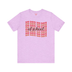 100 Days of School - Unisex Short Sleeve Tee | Elementary School Holiday, Teacher Apparel, Kids Motivation, Days Checked Off