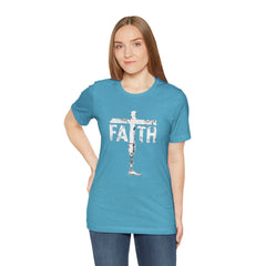 Faith Cross Prosthetic Leg T‑Shirt — Amputee Inspirational Christian Tee