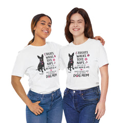 Personalized Your Dog and its name Mother's Day T-Shirt — 'Treats. Walks. Toys. Naps.