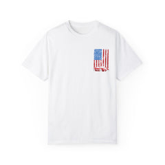 Patriotic Car Graphic Unisex T-Shirt - Vintage American Flag Design