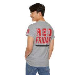SUBMARINER RED Friday T Shirt with Fouled Anchor, American Flag, FBM / Boomer Silhouette. Remember Everyone Deployed, Dolphins