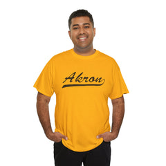 Akron Unisex Heavy Cotton Tee - Retro Dunder Mifflin Design for Nostalgic Fans