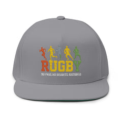 Rugby Players Embroidered Flat Bill Cap — Multicolor Team Sports Hat