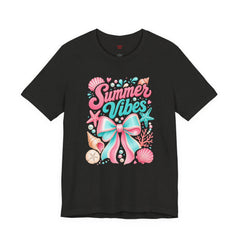 Summer Vibes Tee — Pastel Seashell Bow Beach T-Shirt