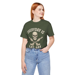 Fitness Tee | Leg Amputee Funny Skull, Everyday Leg Day Gym Shirt, Workout Top