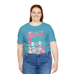 Summer Vibes Tee — Pastel Seashell Bow Beach T-Shirt